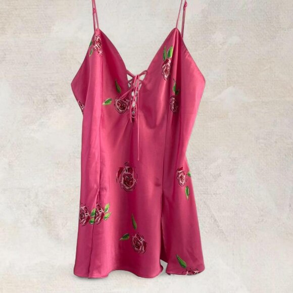Vintage La Senza pink floral lingerie slip - large - Picture 1 of 11